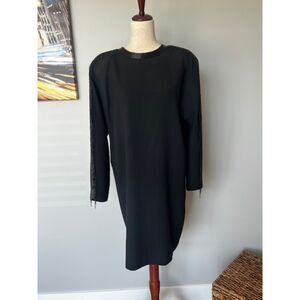 Black Wool Dress with Bugle Beads Vintage Linda Allard for Ellen Tracy Size 12